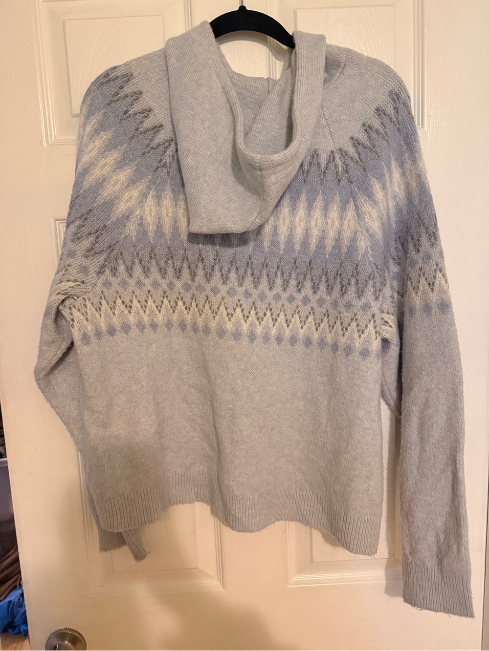 Light Gray Fair Isle Hooded Sweater